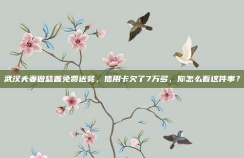武汉夫妻做慈善免费送餐，信用卡欠了7万多，你怎么看这件事？