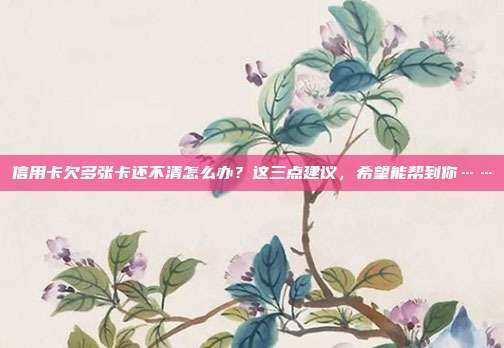 信用卡欠多张卡还不清怎么办？这三点建议，希望能帮到你……
