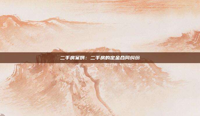 二手房案例：二手房的定金合同纠纷