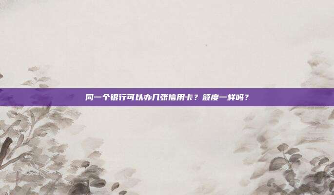 同一个银行可以办几张信用卡？额度一样吗？