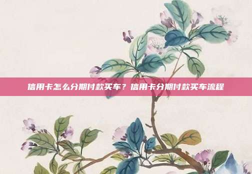 信用卡怎么分期付款买车？信用卡分期付款买车流程