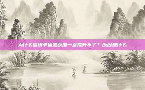 为什么信用卡固定额度一直提升不了？原因是什么