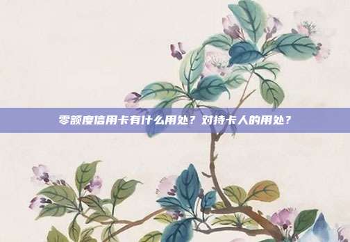 零额度信用卡有什么用处?对持卡人的用处?