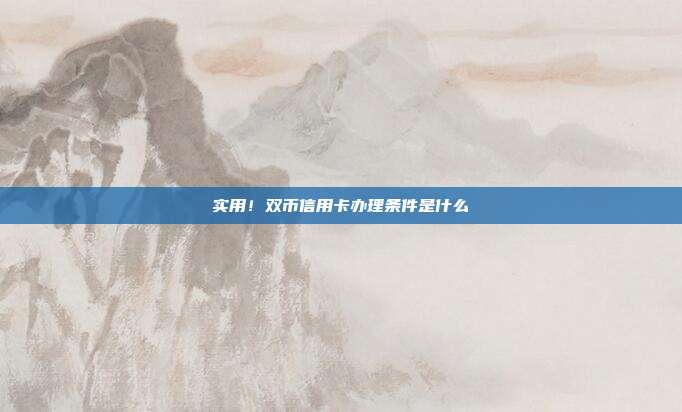 实用！双币信用卡办理条件是什么